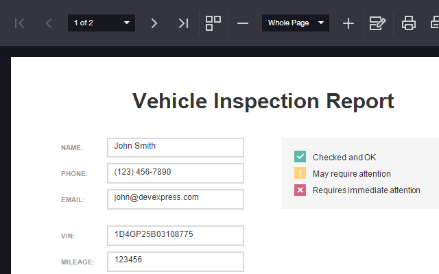 Vehicle Inspection Report